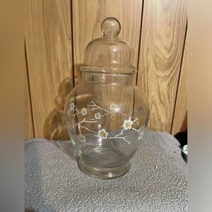 Floral Glass Jar with Lid